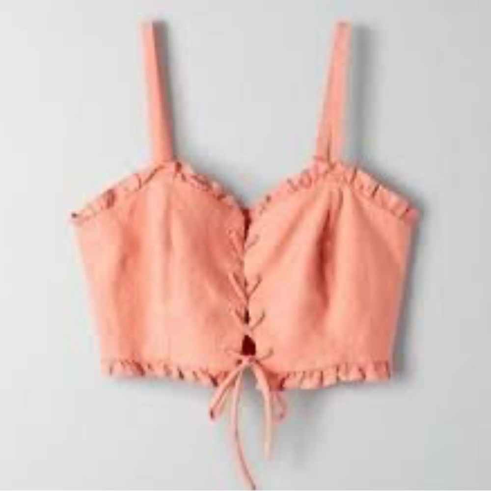 Wilfred coral corset linen top